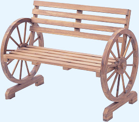 Amazon.com: FDW Wooden Wagon Wheel Bench Outdoor Patio Furniture Lounge  Furniture 2-Person Seat Bench for Backyard, Patio Garden Rustic Country  Design w/Slatted Seat and Backrest,Log Color : Patio, Lawn & Garden